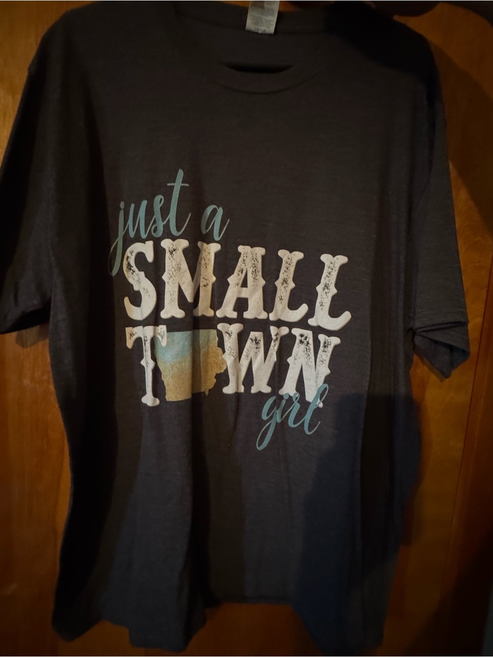 Port and Company Gray "Just a Small Town Girl" Graphic Tee